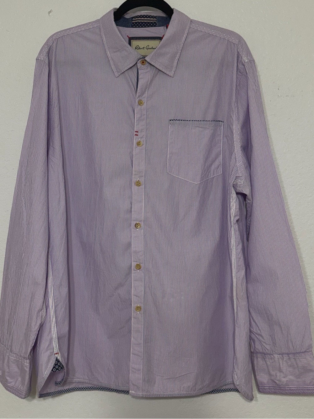 Robert Graham Men’s 3X Lavender Micro Stripe Long Sleeve Button-Down Shirt